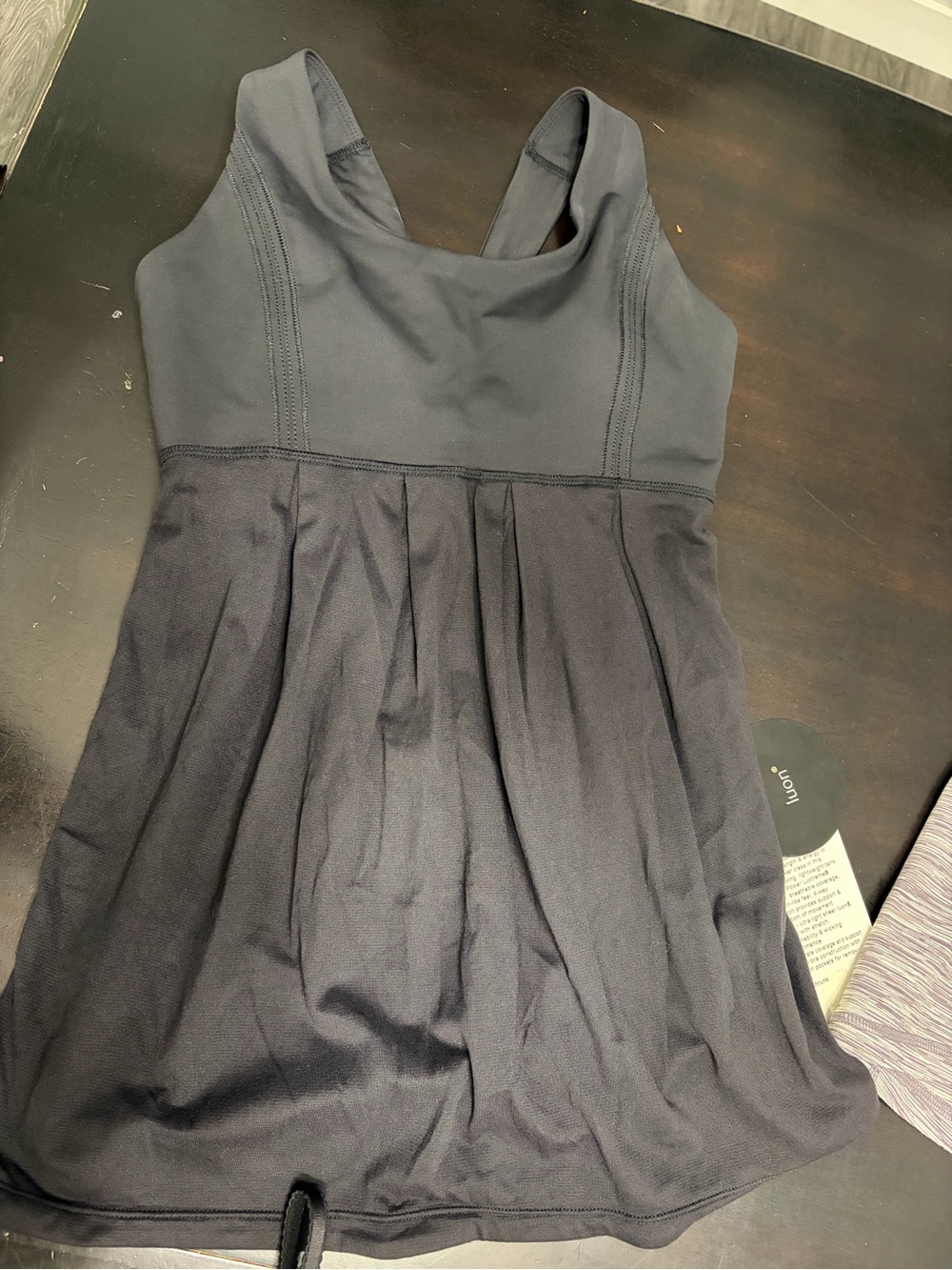 Lululemon Black Pleated Fit-and-Flare tank NEW